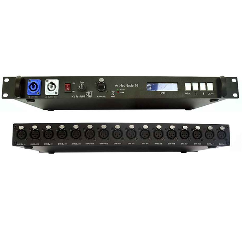 DMX512 ws2811 ws2812 RGB светодиодный контроллер DMX artnet, узловой конвертер, 16 портов, сценическое освещение, контроллер dmx artnet