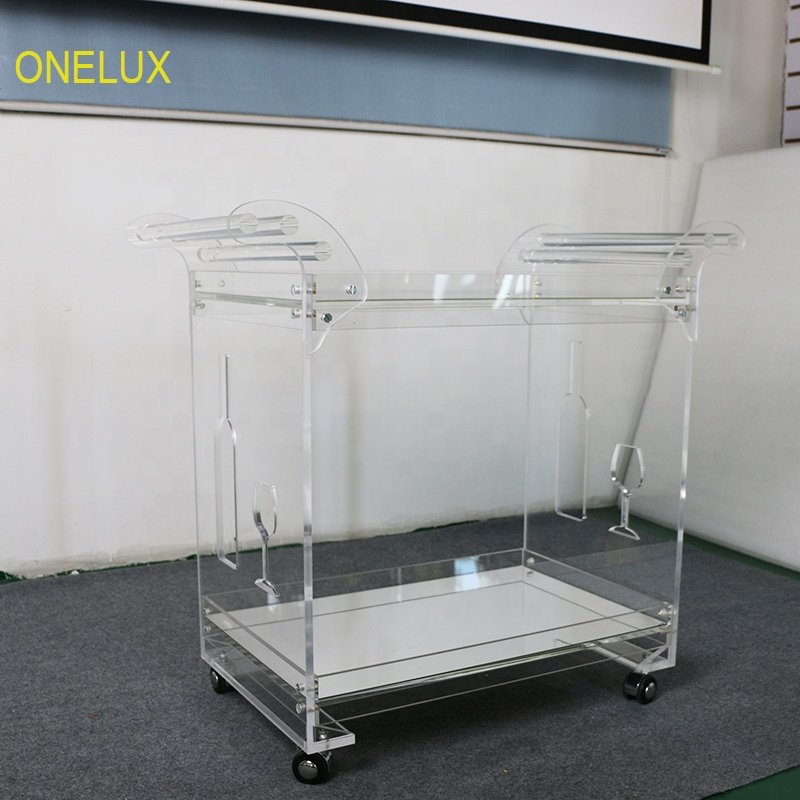Clear Acrylic Bar Cart on Wheels Wholesale