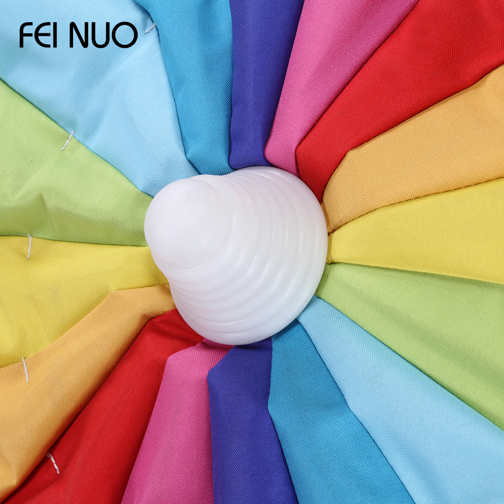 Big rainbow heavy duty wind resist eco-friendly material beach garden umbrella parasol for sale