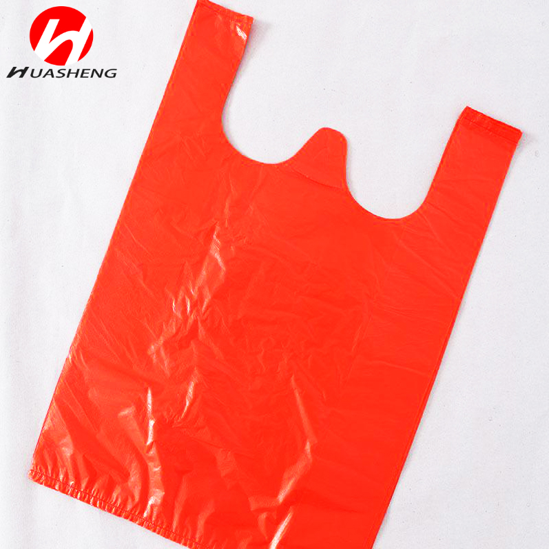 Подгонянная сумка футболки HDPE супермаркета с и без печати