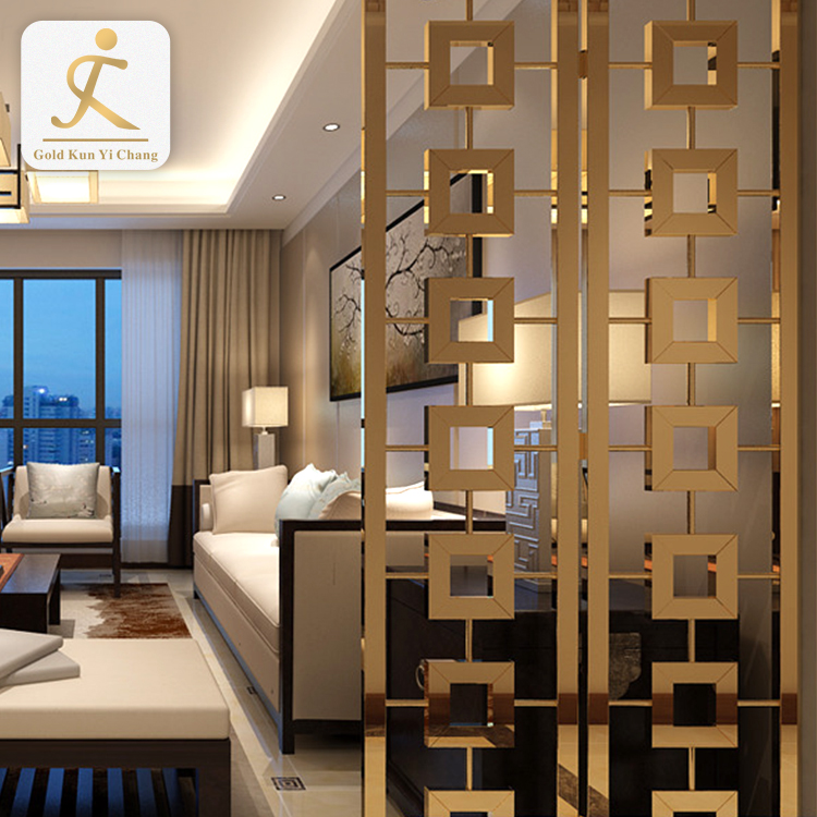 Stainless Steel Metal Art Deco Laser Cut Partition Screen Panel Home Living Room Decorative 2 Panel Room Folding Screen Divider