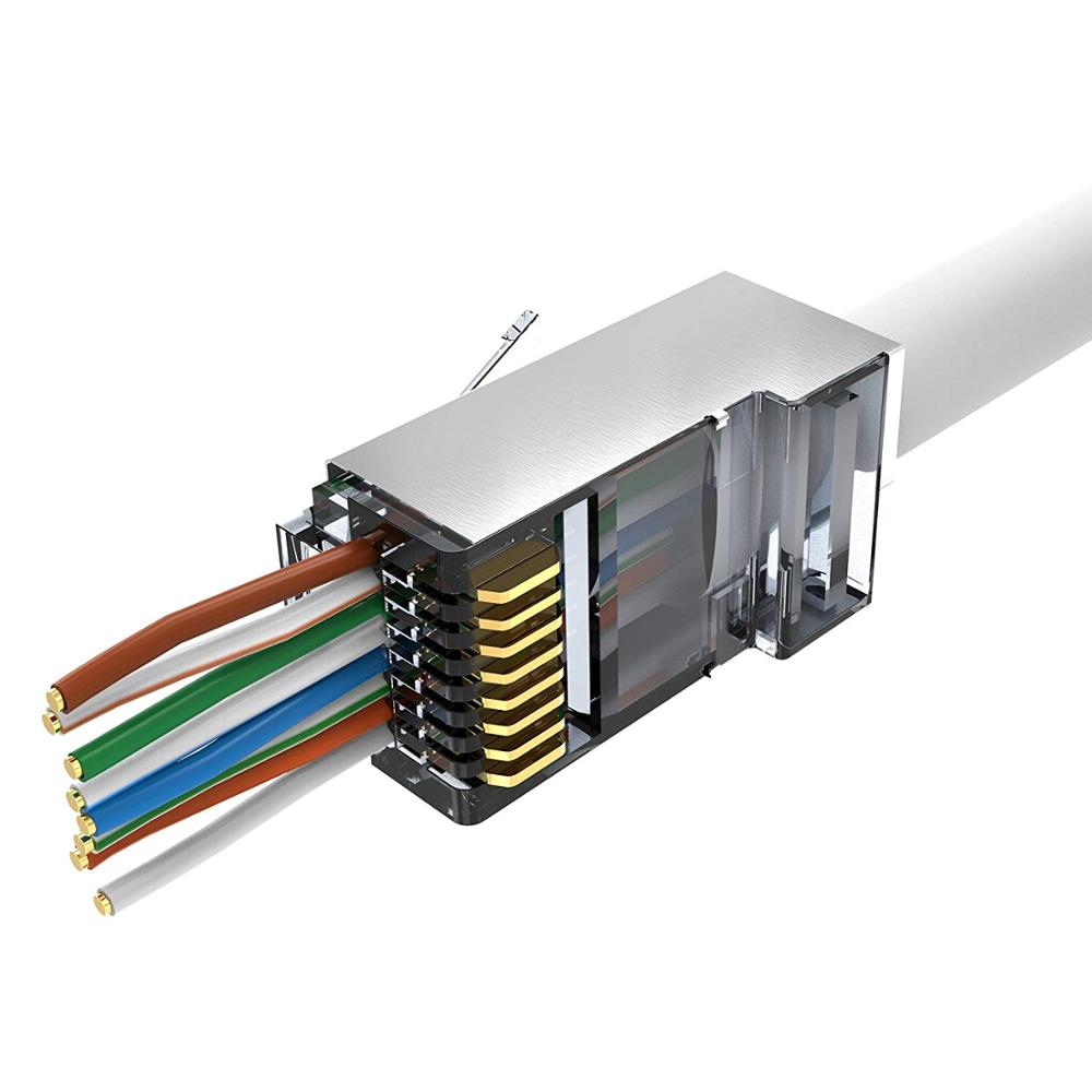 Слава RJ45 пройти через Cat6 разъемы Shieled Cat6 Cat5E металлический разъем