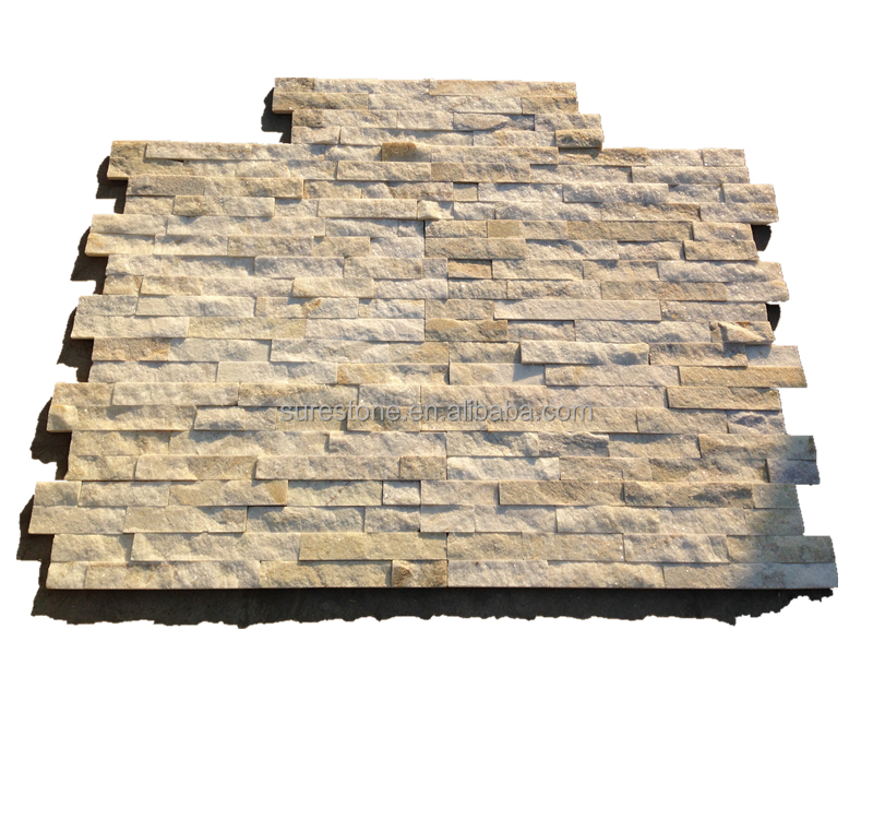 Китай Бежевый Кварцит декоративные 3D камень стен культуры камень