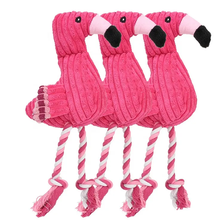 High Quality Bite Resistant Squeaky Plush Chew Flamingo Dog Toy