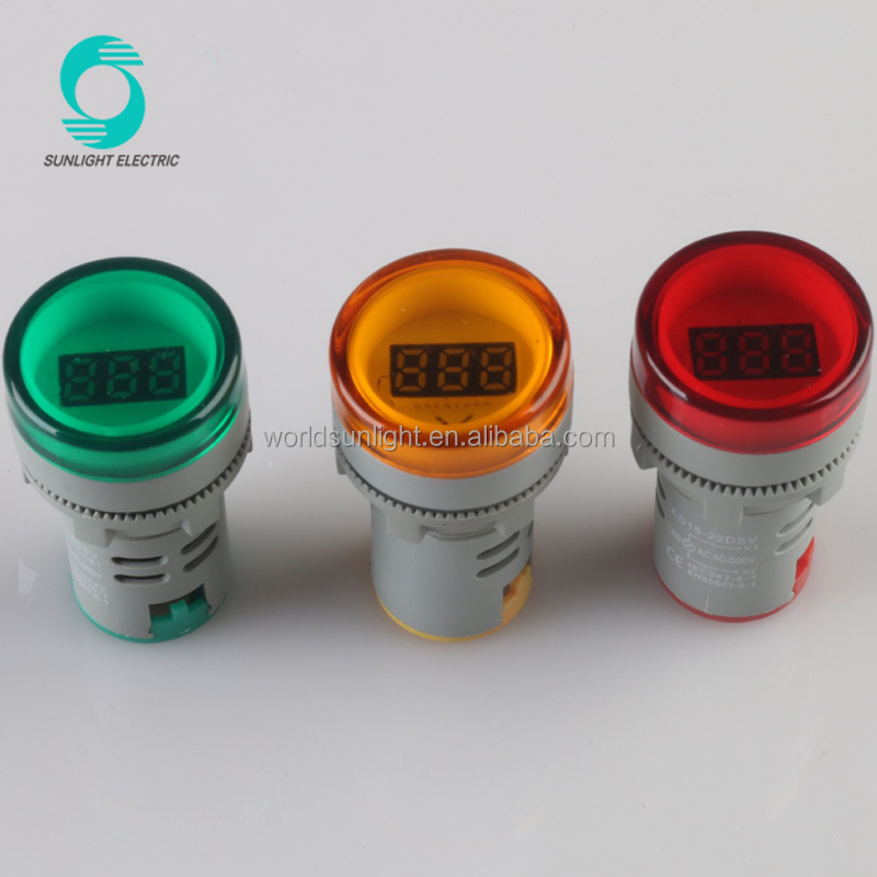 AD16-22DSV 22 мм AC 60-500V 0-50A LED, красный, желтый, зеленый; Сезон лето; Белого и синего цвета измеритель напряжения Индикатор сигнальная лампа
