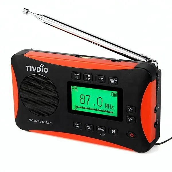Portable FM MW SW World Receiver Alarm Clock radio TIVDIO V-116