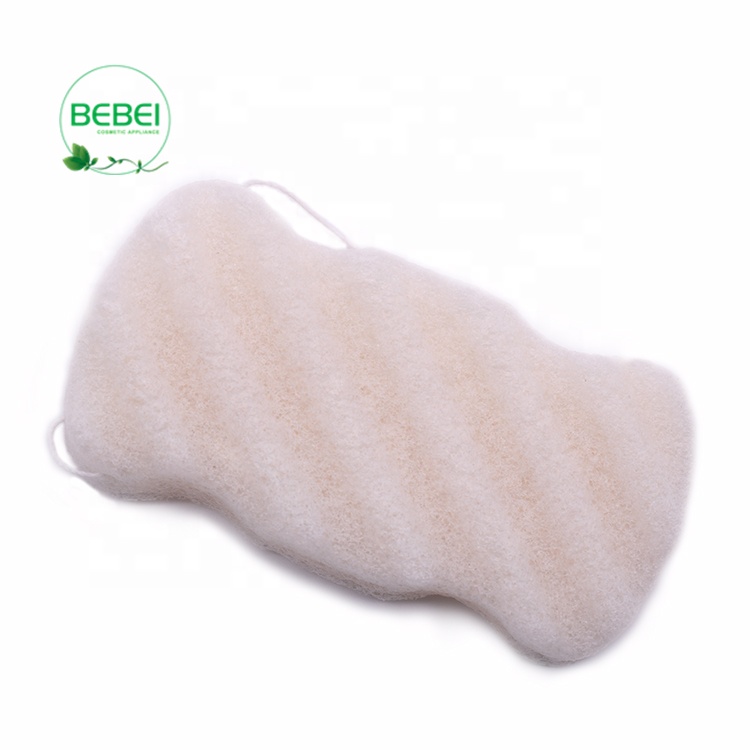 Wholesale 100% pure natural and biodegradable wave shaped freeze drying Konjac Sponge ideal for sensitive skin from bebei