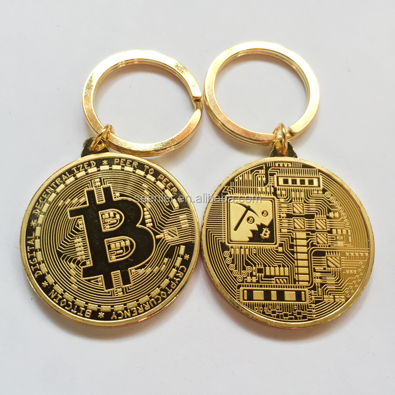 Модный металлический брелок для ключей Биткоин с золотым, серебряным и медным покрытием