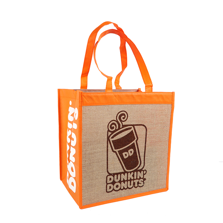 Custom Printed Foldable Carry Burlap Handbag Eco Reusable Shopping Jute Tote Bag