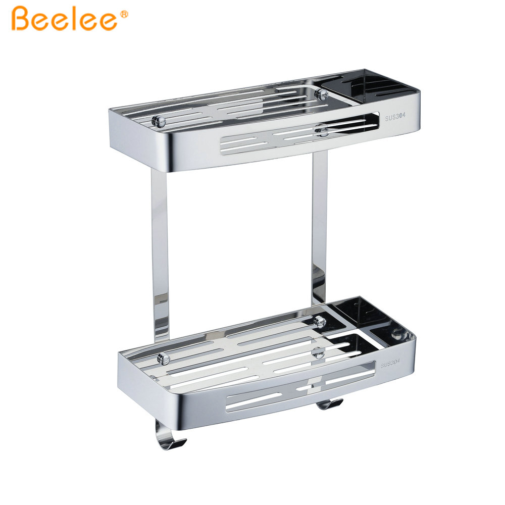 Beelee BA9287C2 заводская цена угловая полка для ванной комнаты дома и отеля Двухуровневая полка для ванной комнаты