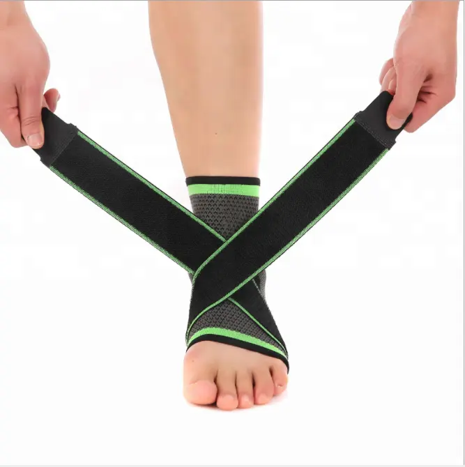 Adjustable breathable compression ankle support brace for running walking
