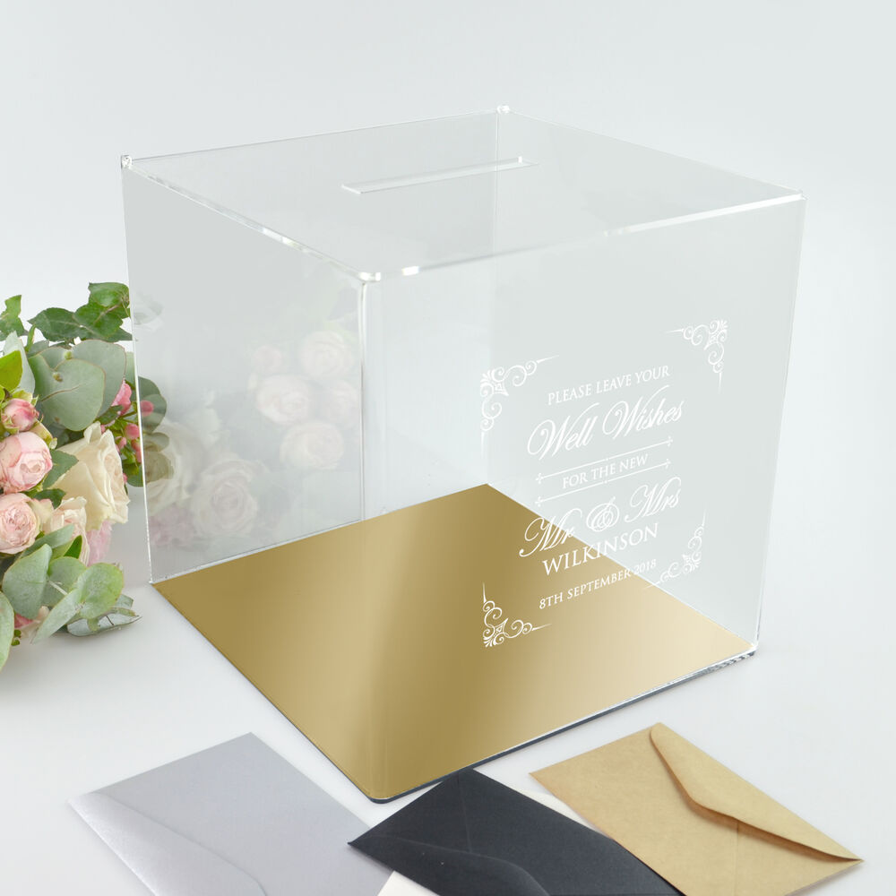 High quality custom logo print acrylic card box wedding WB-001