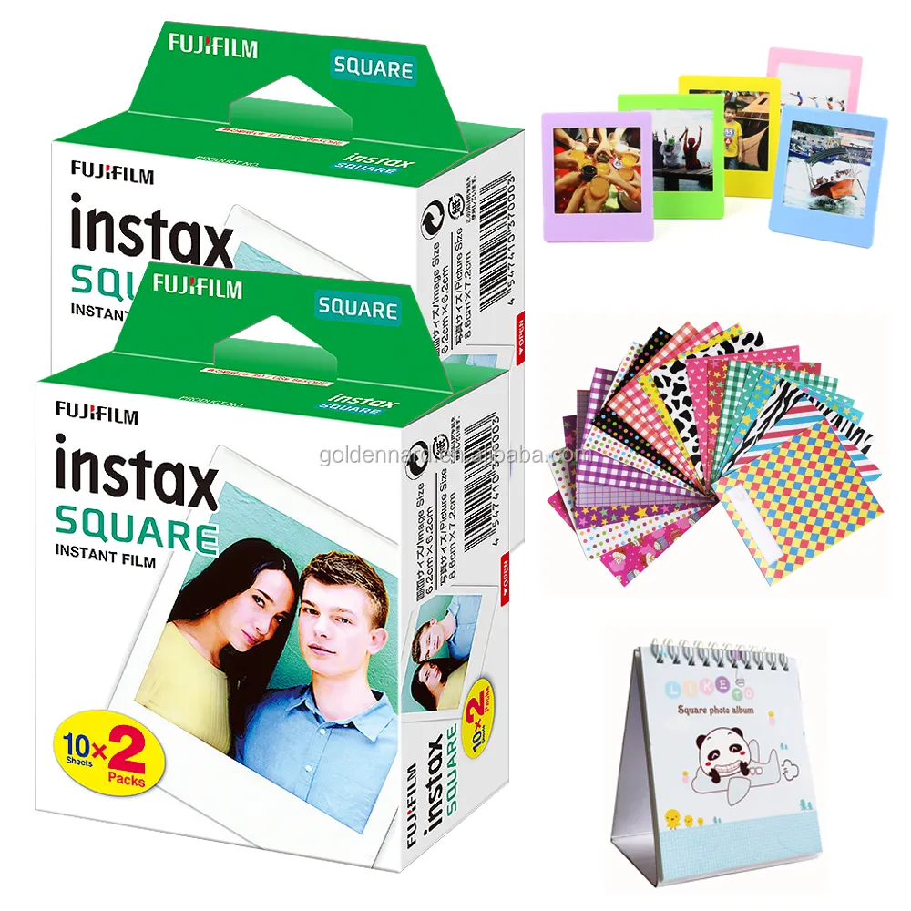 FujiFilm Instax Square Instant Film Twin Pack(2 коробки, 40 листов), совместим с FujiFilm Instax Square SQ6, SQ10, SQ20