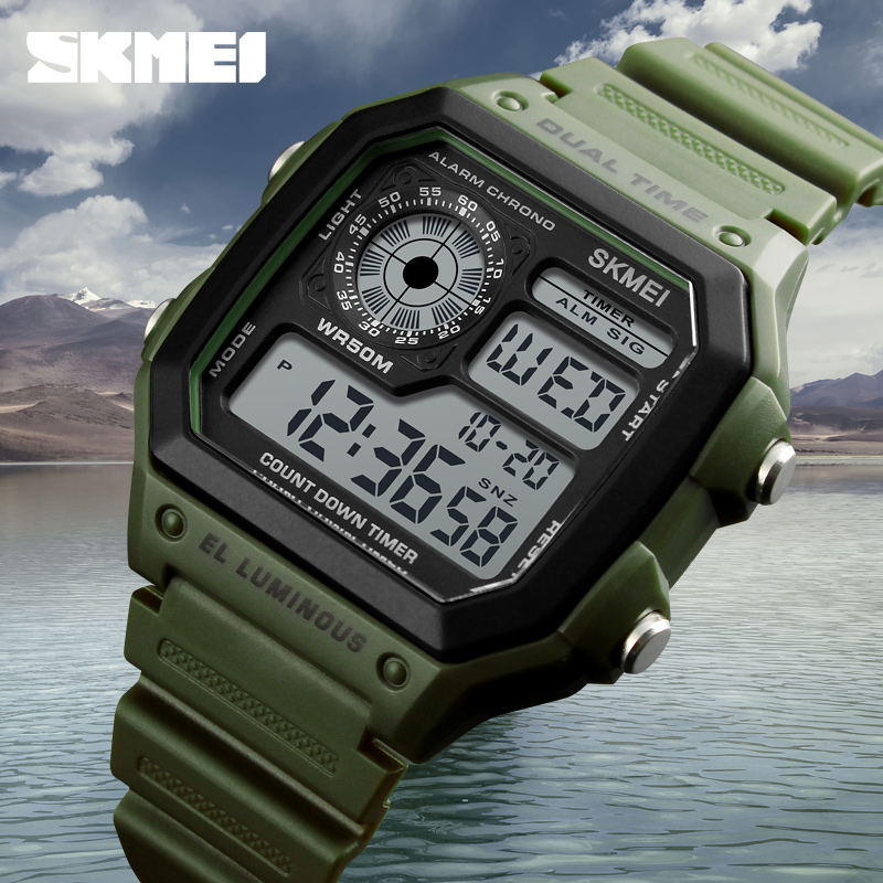 Новые поступления 2018 Skmei 1299 Мужские Цифровые Спортивные наручные часы импортированные из Китая