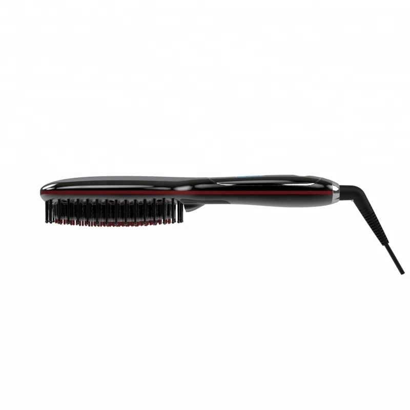 Professional ceramic hair straightener brush custom hair air brush electric hair brush