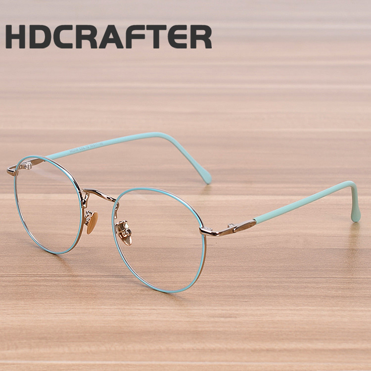 Оправа для очков HDCRAFTER для мужчин и женщин, тонкая металлическая декоративная зеркальная круглая оправа для студентов
