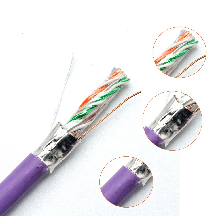 4 пары utp cat 6 ftp utp кабель ролл Серый сетевой кабель cat6 или cat5e sftp с lszh/pe курткой