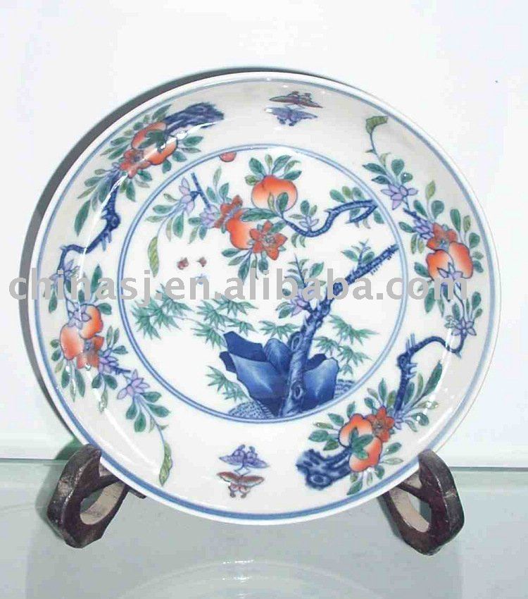 Красные персики hand made керамическая декоративная тарелка WRYAS42