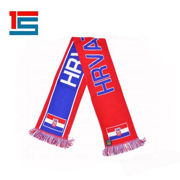 Double-sided Acrylic Knitted Croatia National Football Team Winter Soccer Scarf/Muffler Fans Cheering Cross Football Scarves