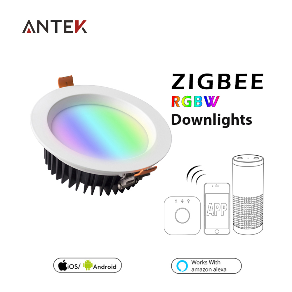 Умный потолочный светильник ZLL RGBW ZigBee, 9 Вт, домашнее освещение с голосовым управлением через Alexa echo или google home через Zigbee Bridge