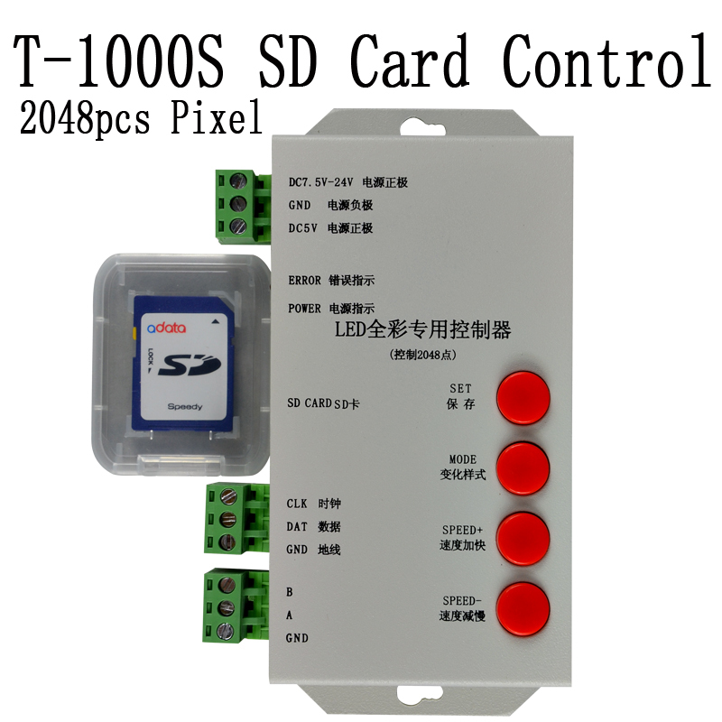 T1000S T-1000S светодиодный контроллер DC5 ~ 24V T-1000S RGB контроллер WS2801 WS2811 WS2812B LPD6803 светодиодные пиксели T1000S контроллер с подключенным накопителем