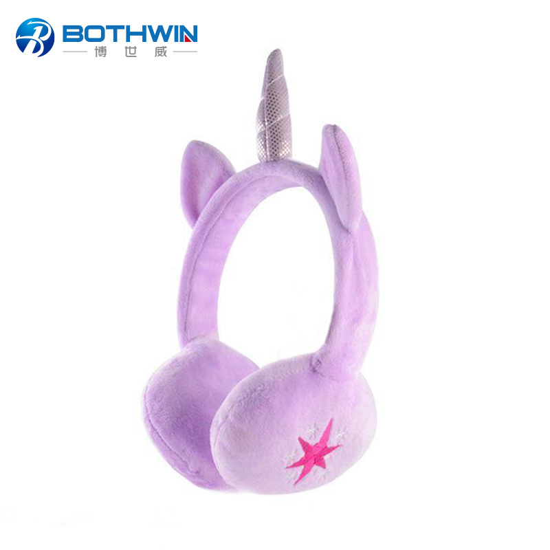Fashion soft plush winter unicorn animal plush earmuff for winter