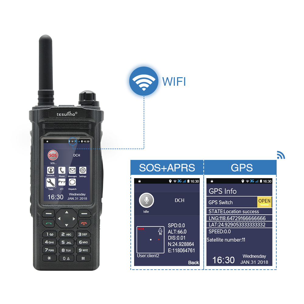 TESUNHO 2020 zello android walkie talkie ptt Wifi двухсторонняя радиосвязь с GPS TH-588