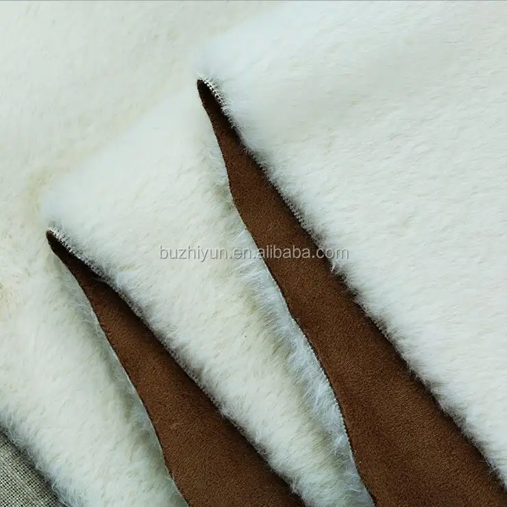 suede laminated with fur rabbit fabric for winter coat
