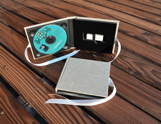 Свадебная кожаная тканевая льняная коробка для хранения DVD USB