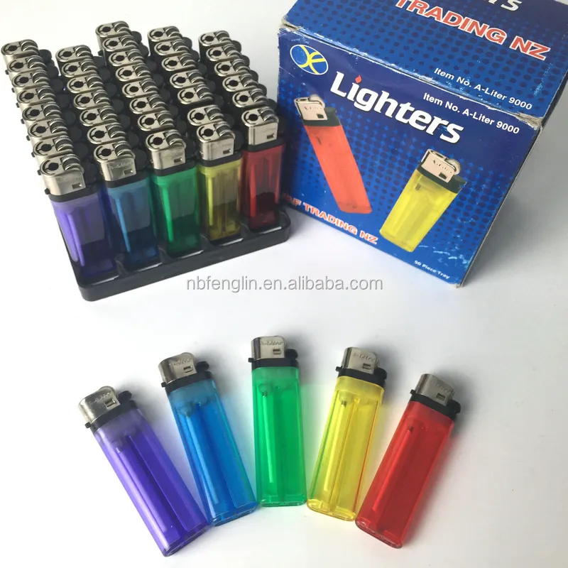adult cheap transparent color plastic flint disposable lighter