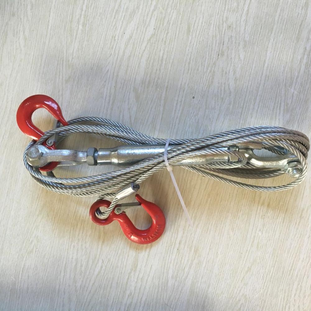 Оцинкованный слинг веревочки провода с крюком и turnbuckle