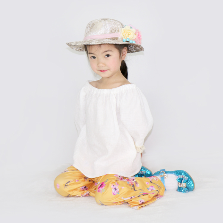 100% Cotton Half Sleeve Off Shoulder Tops Baby Girl Shirts Summer Casual Blouses Clothing