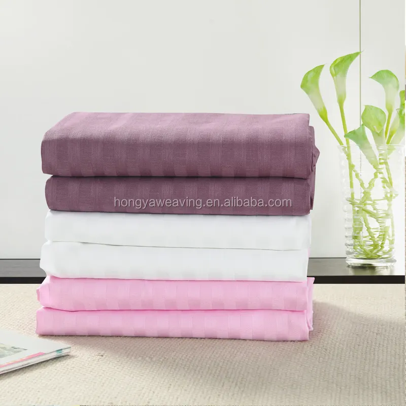 Customized 100%cotton 3cm satin stripe spa flat sheet for wholesale
