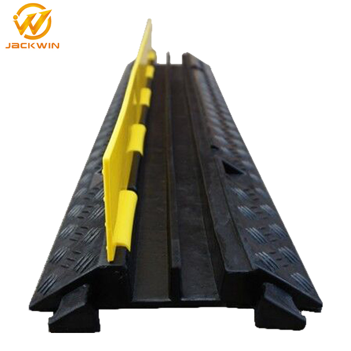 Yellow&Black Reflective Rubber 2 Channels Flexible Cable Bridge