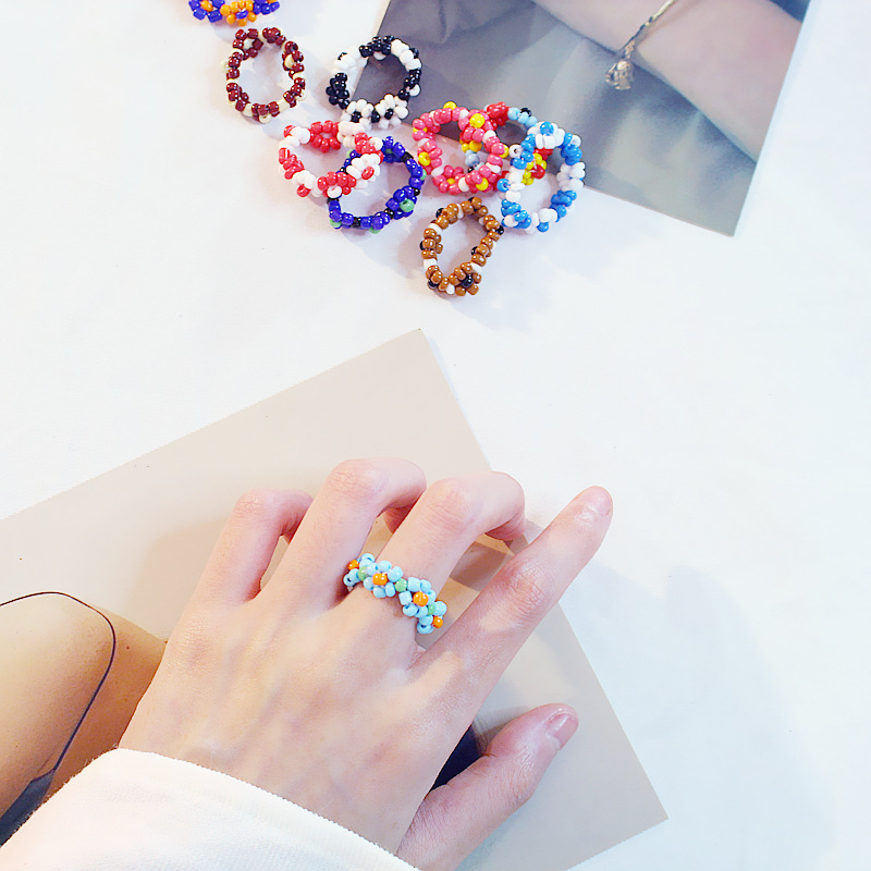 Богемные конфеты цвет смолы бусины палец кольца для женщин Bijoux эластичный стрейч палец кольца ювелирные изделия (KR079)