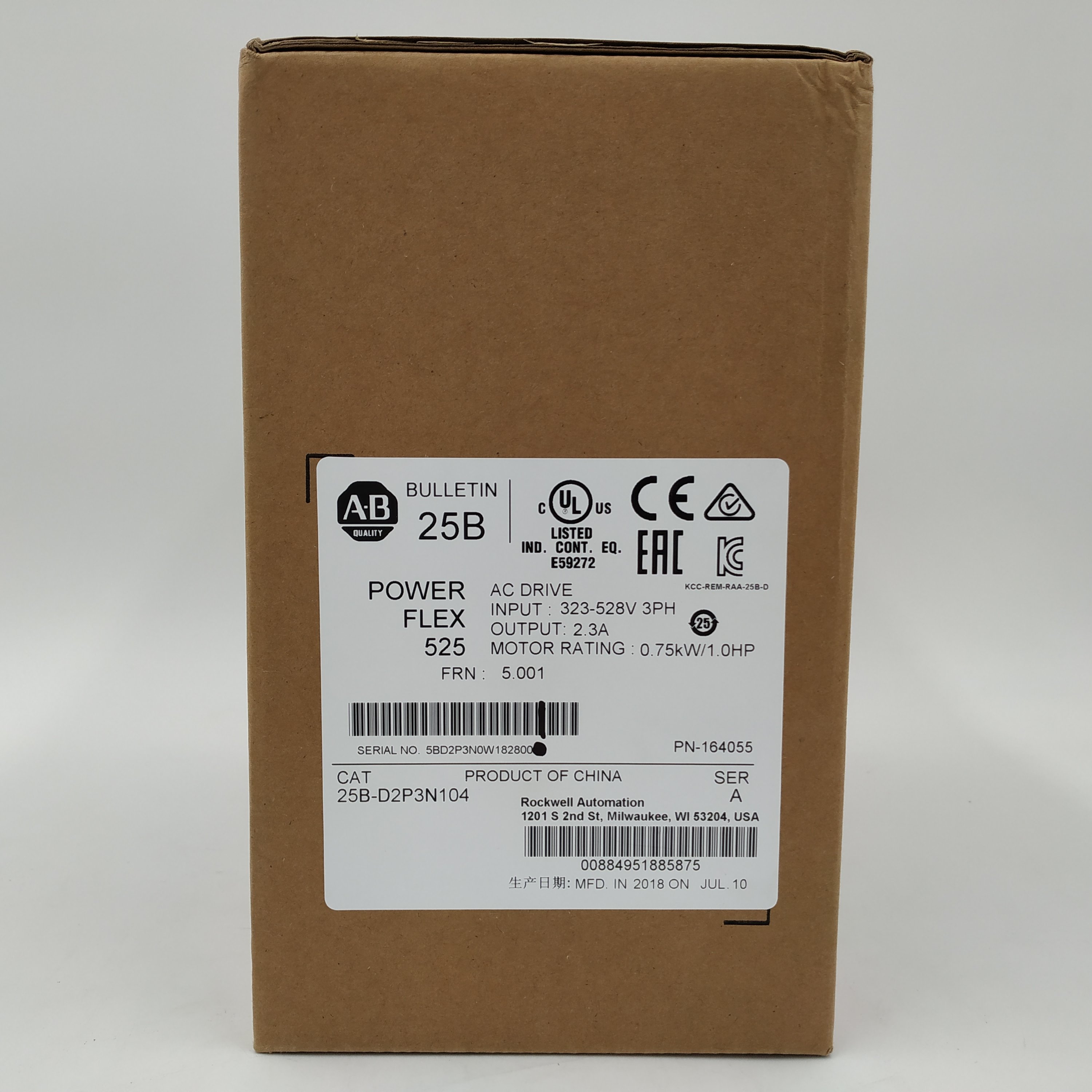 Allen Bradley PowerFlex 525 0.75kW (1Hp) AC Drive 25B-D2P3N104 vfd насос