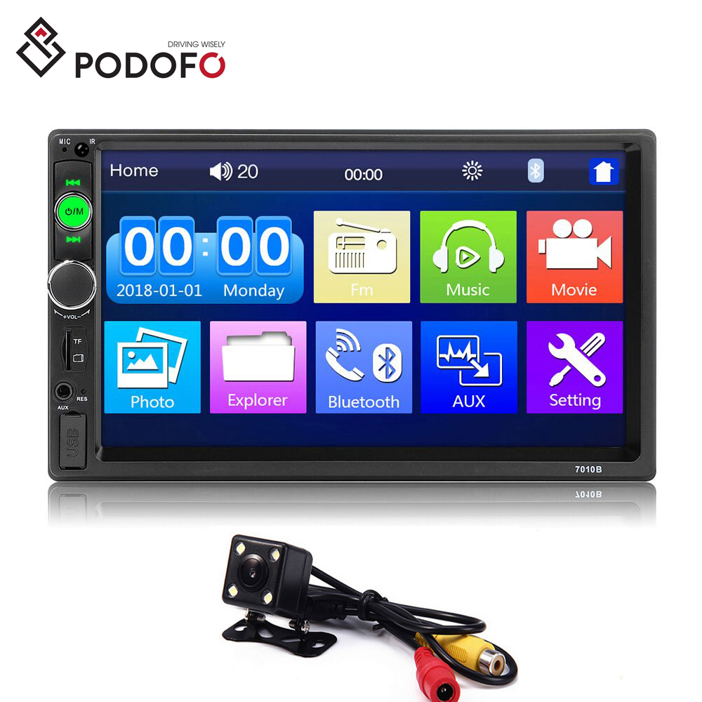 Podofo дешёвая Автомагнитола 2Din автомобильное радио Para Auto 7 ''BT телефонная связь FM USB AUX SD Автомобильный MP3-плеер 7010B + камера заднего вида
