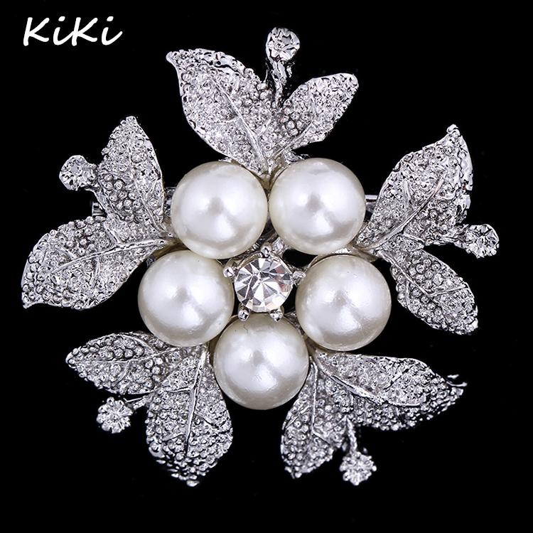 >>>High Quality Fashion Silver Plated Jewelry Elegant Crystal Rhinestone Classic Luxury Pearl Brooch