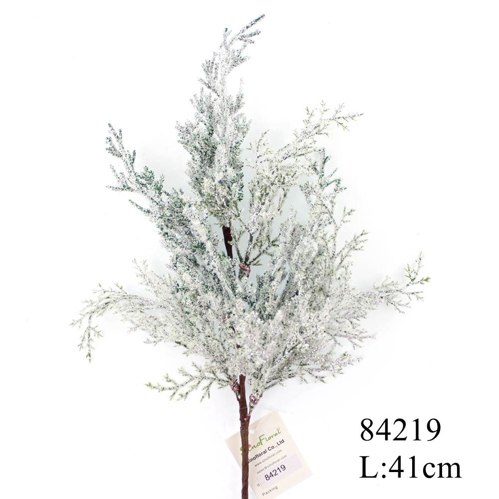 Wholesale 84219 Artificial frosty cedar Christmas floral Pick Christmas cedar decorations