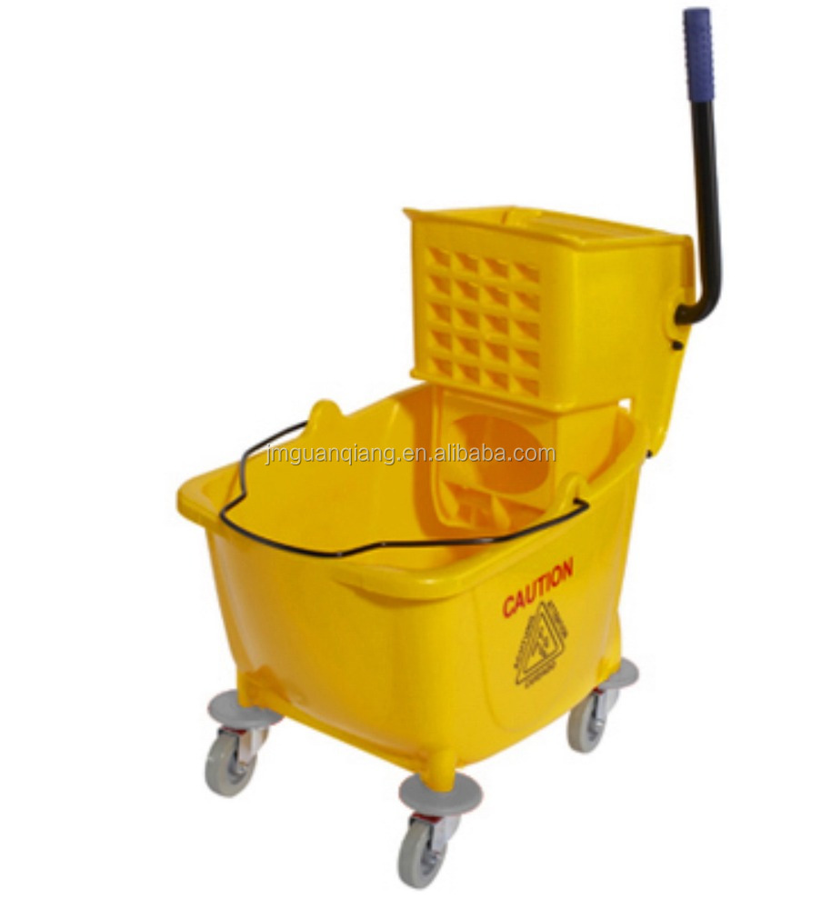 high quality single side press wringer mop trolley plastic squeeze cleaning bucket trolley