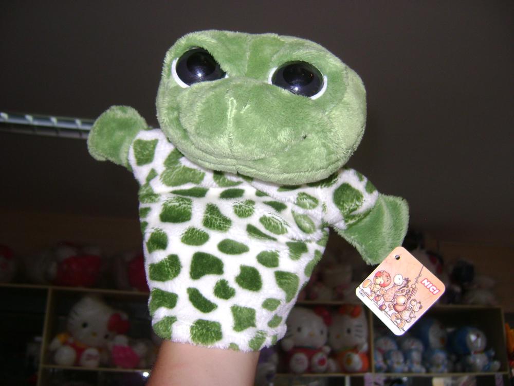 30cm promotional plush green crocodile hand puppet animal toy hand glove puppet