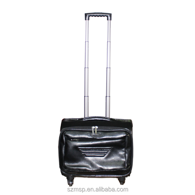 PU Leather First Grade 360 Degree Quality Trolley Case, Noiseless Rolling Bag, Business Luggage with Laptop Holder