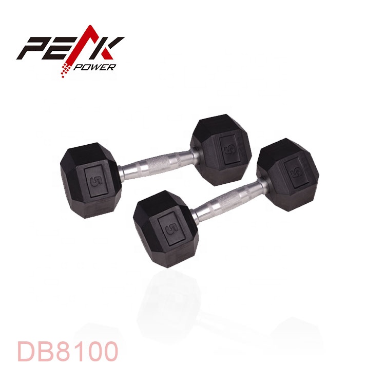 Резиновая гантеля PeakPower Eco-free Anti-Roll Hex POC