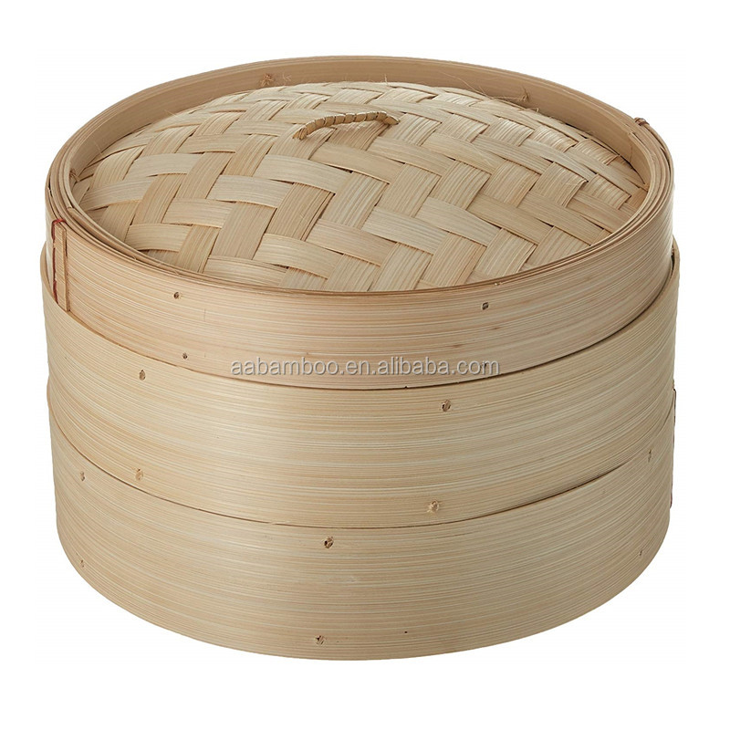 High Quality Chinese Eco-friendly Kitchenware Cooking Food Basket 10 Inch Bamboo Steamer