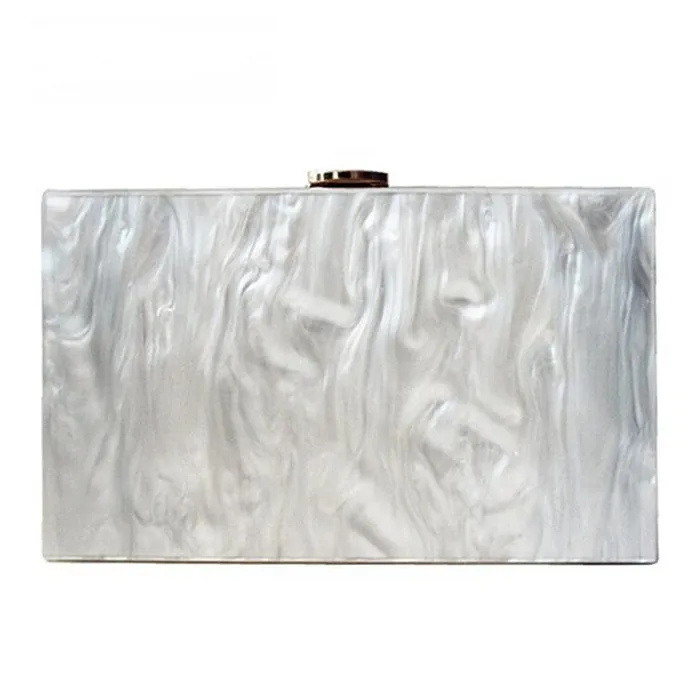 2021 Wholesale customized fashion wedding bridal women handbag blank plain pearl white acrylic purse clutch bag