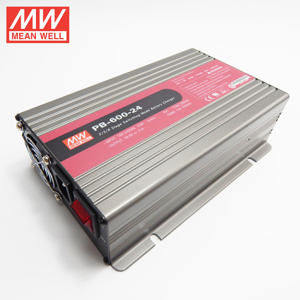 Original MEANWELL 120W to 1000W UL CE CB TUV 27.6v output 24v battery charger 600W PB-600-24