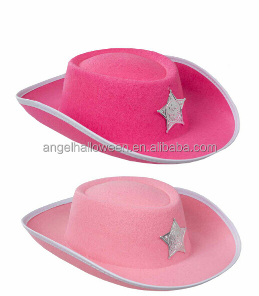 Pink Cowboy Hat Look Wild West Women's Ladies Wool Felt Hat fancy dress NC4023