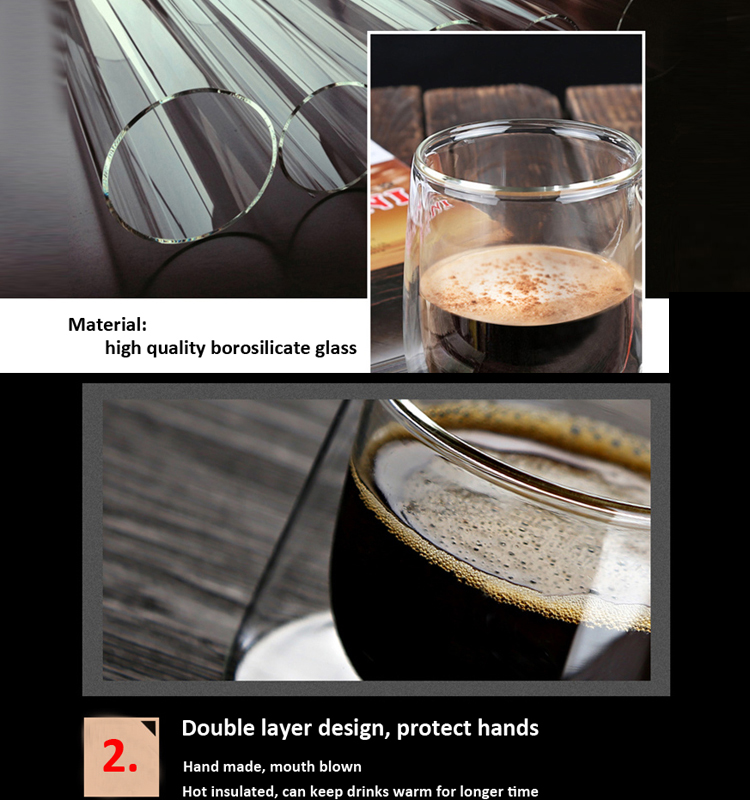 Multifunctional 250ml handmade cup glass tea set coffee with 100% safety