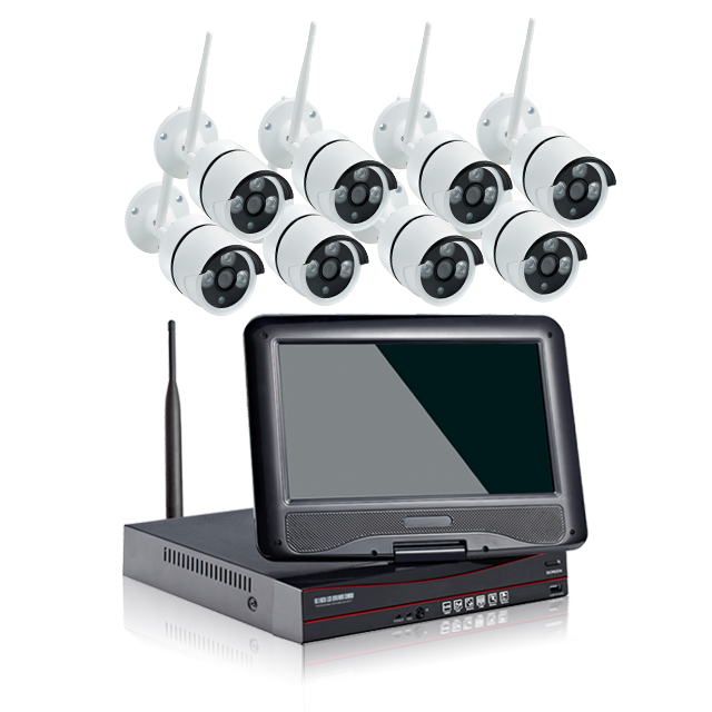 10inch LCD 8ch nvr CCTV wireless surveillance system waterproof 1080p wifi security camera kit