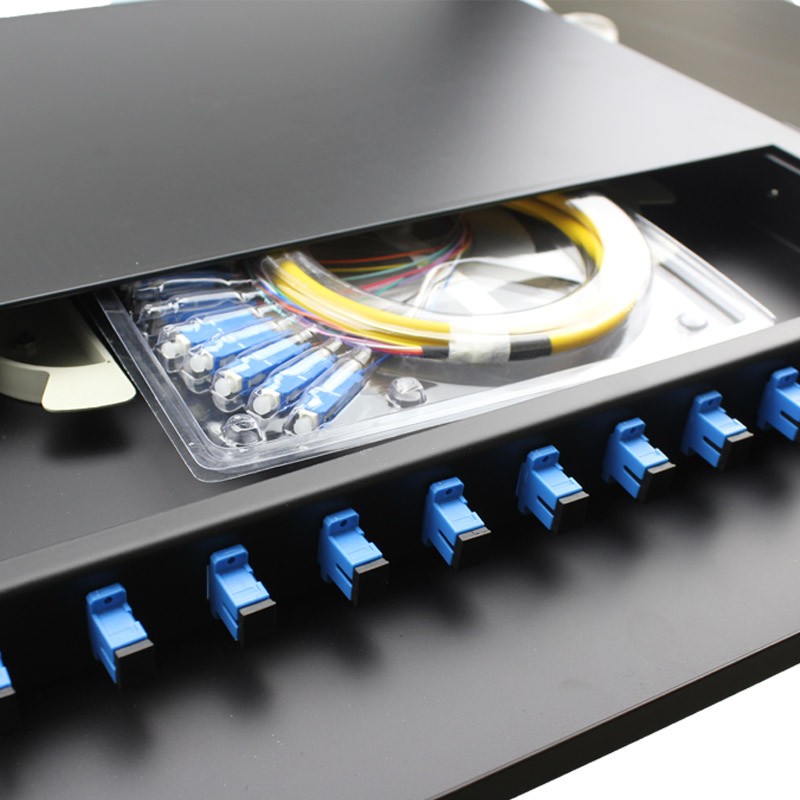 FTTH 19 дюймов направляющих стойку ящик 8 12 24 48 96 144 порт коробка распределительная волоконно-оптический патч панели